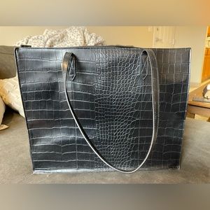 BEIS The Work Tote in Black Croc (large)